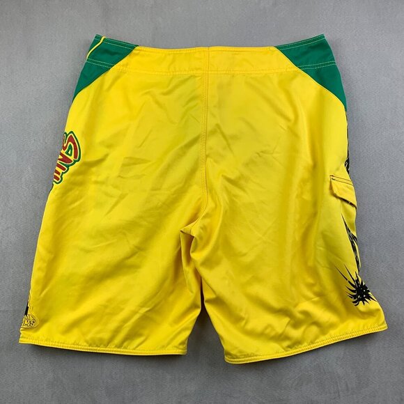 Vans Bad Brains Mens Board Shorts 36 Yellow Rasta Swim Trunks Surf Punk Rock - Picture 9 of 10